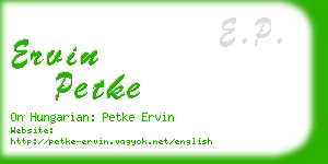 ervin petke business card